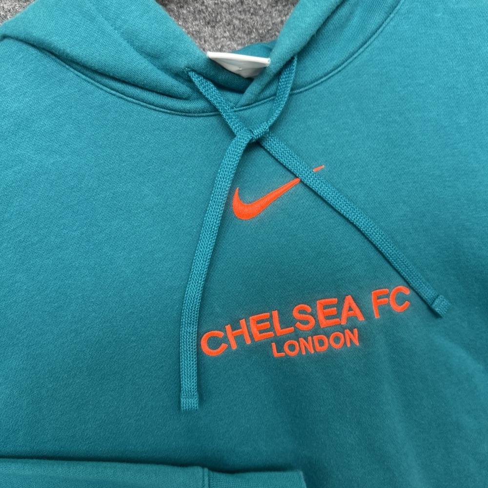 Nike Chelsea FC London Center Swoosh Hoodie Sweatshirt Unisex L Teal Orange